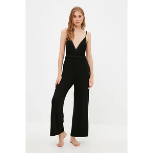 Trendyol Black Lace Detailed Knitted Jumpsuit