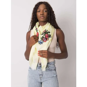 Yellow women's scarf with colorful patches