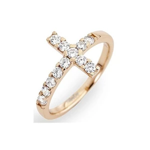 Amen Růžově pozlacený stříbrný prsten se zirkony Rosary ACORB 52 mm