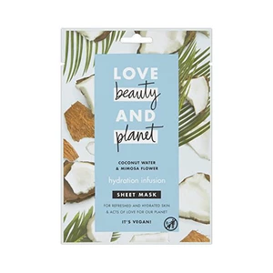Love Beauty and Planet Textilní hydratační pleťová maska s kokosovou vodou a květy mimózy (Hydration Infusion Sheet Mask) 1 ks