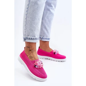 Womens Slip-on Sneakers with Stones Fuchsia Simple