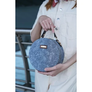 Madamra Blue Denim Denim Women's Round Shoulder Bag