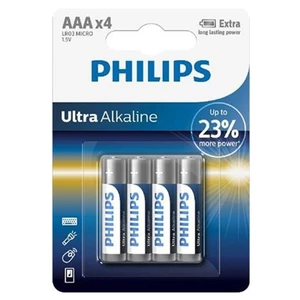Mikrotužkové baterie AAA Philips Ultra Alkaline LR03 E4B alkalické