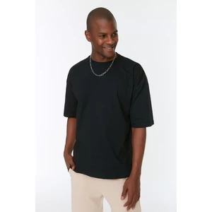 Trendyol Black Men's Basic 100% Cotton Crew Neck Oversize Short Sleeved T-Shirt