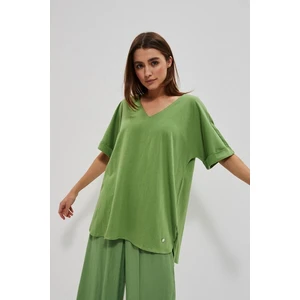 Plain V-neck t-shirt - green