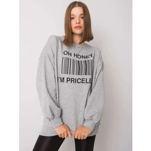 Gray hooded sweatshirt with an inscription