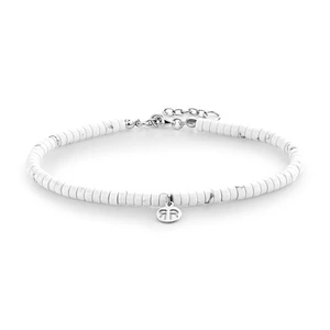 Rebel&Rose Biely obrúbený náramok na nohu Anklet Slices Virgin White RR-AK006-S 19,5 - 21,5 cm - XS