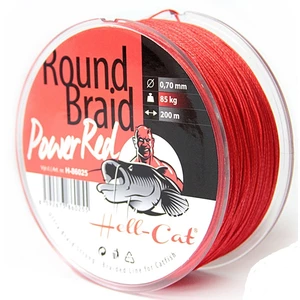 Hell-cat splietaná šnúra round braid power red 1000 m-priemer 0,60 mm / nosnosť 75 kg