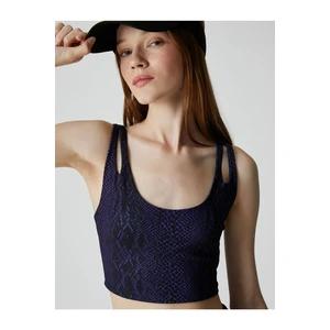 Koton Ebru Şallı Loves Sport - Snake Patterned U-Neck Sports Bra.