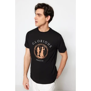 Trendyol Black Men's Regular Crew Neck Short Sleeve T-Shirt.