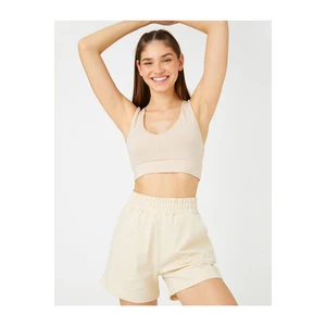 Koton Cotton Sports Shorts with Elastic Waist, Pocket