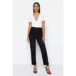 Trendyol Black Ripped High Waist Mom Jeans