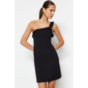 Trendyol Black Fitted Mini Dress with Frill Detail