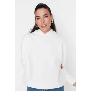 Trendyol White Basic Regular/Normal fit Thick Knitted Sweatshirt with Fleece interior.