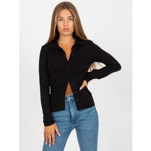 Black casual blouse with buttons RUE PARIS