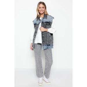 Trendyol Blue Denim Color Block Jeans Jacket