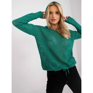 RUE PARIS green classic sweater with a hood