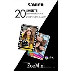 Fotopapier Canon ZP-2030, 50x76 mm, 20 ks, pre Zoemini (3214C002) lesklý fotopapier • 20 ks v balení • veľkosť 5 × 7,6 cm • možnosť nalepenia • odolný