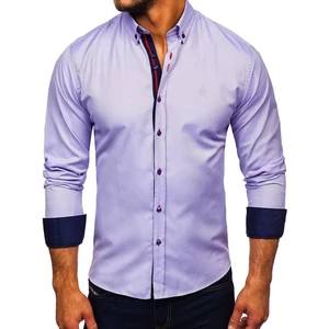 Fialová pánská elegantní košile s dlouhým rukávem Bolf  5801-A