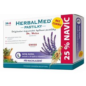 HerbalMed Dr.Weiss BEZ CUKRU Šalvěj-ženšen 24+6 pastilek