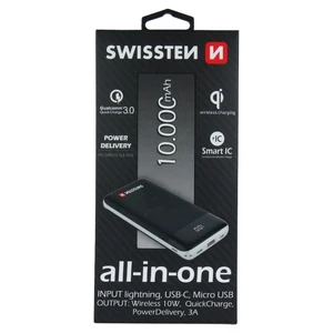 PowerBank Swissten All-In-One 10.000 mAh, čierny