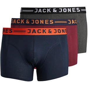 Jack&Jones PLUS 3 PACK - pánské boxerky JACLICHFIELD 12147592 Burgundy 5XL