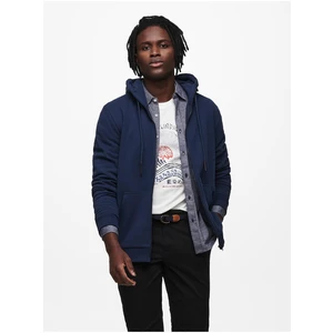 Dark blue Men's Zippered Hoodie ONLY & SONS Ceres - Men