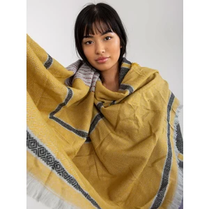 Lady's black-and-yellow patterned winter scarf