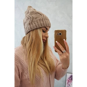 Beanie with fleece Sylwia K244 dark beige