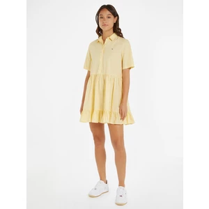 Světle žluté dámské košilové šaty Tommy Jeans - Dámské