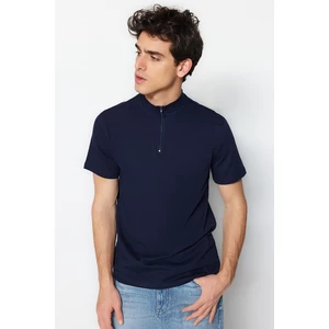 Trendyol Navy Blue Men's Zippered Collar T-Shirt