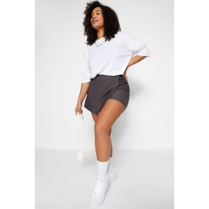 Trendyol Curve Plus Size Shorts & Bermuda - Gray - High Waist