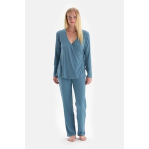 Dagi Pajama Set - Blue - Plain