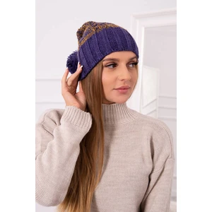 Cap with fleece Paryż K213 purple + mustard