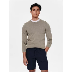 Grey men's sweater with embroidered effect ONLY & SONS Garson - Men