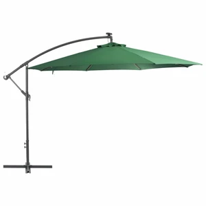 Konzolový slnečník s LED svetlami Ø 350 cm Dekorhome Zelená,Konzolový slnečník s LED svetlami Ø 350 cm Dekorhome Zelená