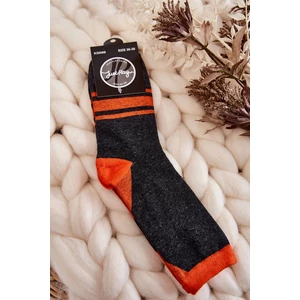 Women's Two-Color Socks with Stripes Graphite - Orange
