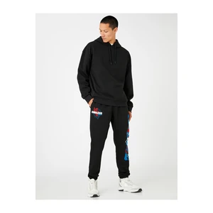 Koton Basic Jogger Sweatpants with Tie Waist, Pocket with Slogan Print.