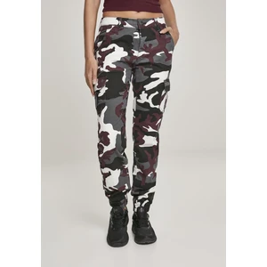 Ladies High Waist Camo Cargo Pants wine camo