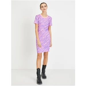 Světle fialové vzorované pouzdrové šaty Versace Jeans Couture - Dámské