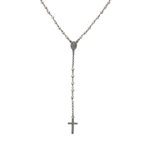 Amen Strieborný náhrdelník s kryštálmi Rosary CRONF4