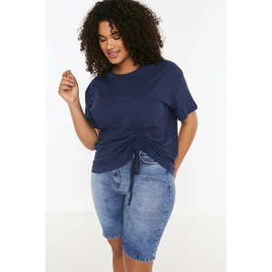 Trendyol Curve Plus Size T-Shirt - Navy blue - Regular fit