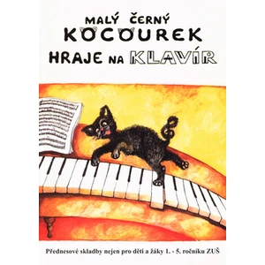 Malý černý kocourek hraje na klavír -- klavír