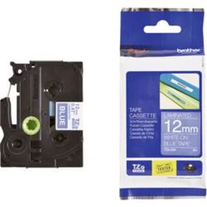 Brother TZ-535 / TZe-535, 12mm x 8m, bílý tisk / modrý podklad, originální páska