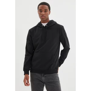 Trendyol Black Men Regular Fit Long Sleeve Hooded Printed Sweatshirt