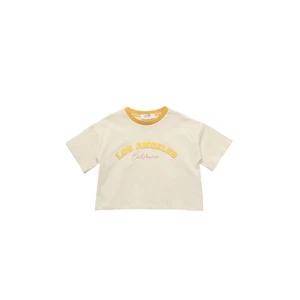 Trendyol Ecru Collar Detailed Girls' Crop Knitted T-Shirt