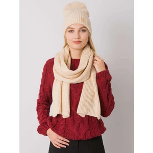 RUE PARIS Beige set, hat and scarf