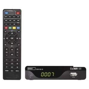 Set-top box Emos EM190-S HD čierny... Produkt roku 2020; DVB-T2 (H.265/HEVC) přijímač, PVR - nahrávání TV vysílání, TimeShift, Scart, USB, HDMI, EPG (