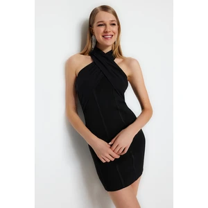 Trendyol Black Evening Dress in a Fitted Knitwear