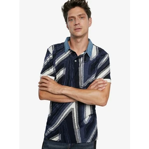 Dark blue Mens Polo Shirt with Collar Desigual Polo Vincent - Men